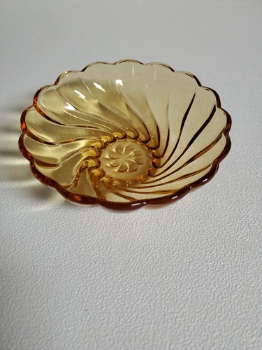 Vintage Hazel Atlas Glass Colonial Swirl Bowl Marigold Amber 4.75” Replacement - Picture 6 of 12