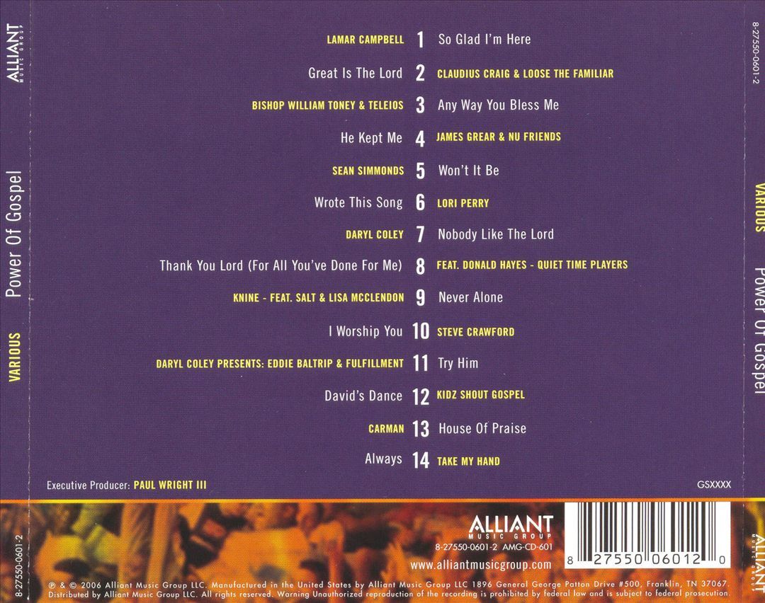 VARIOUS ARTISTS POWER OF GOSPEL, VOL. 1 NEW CD