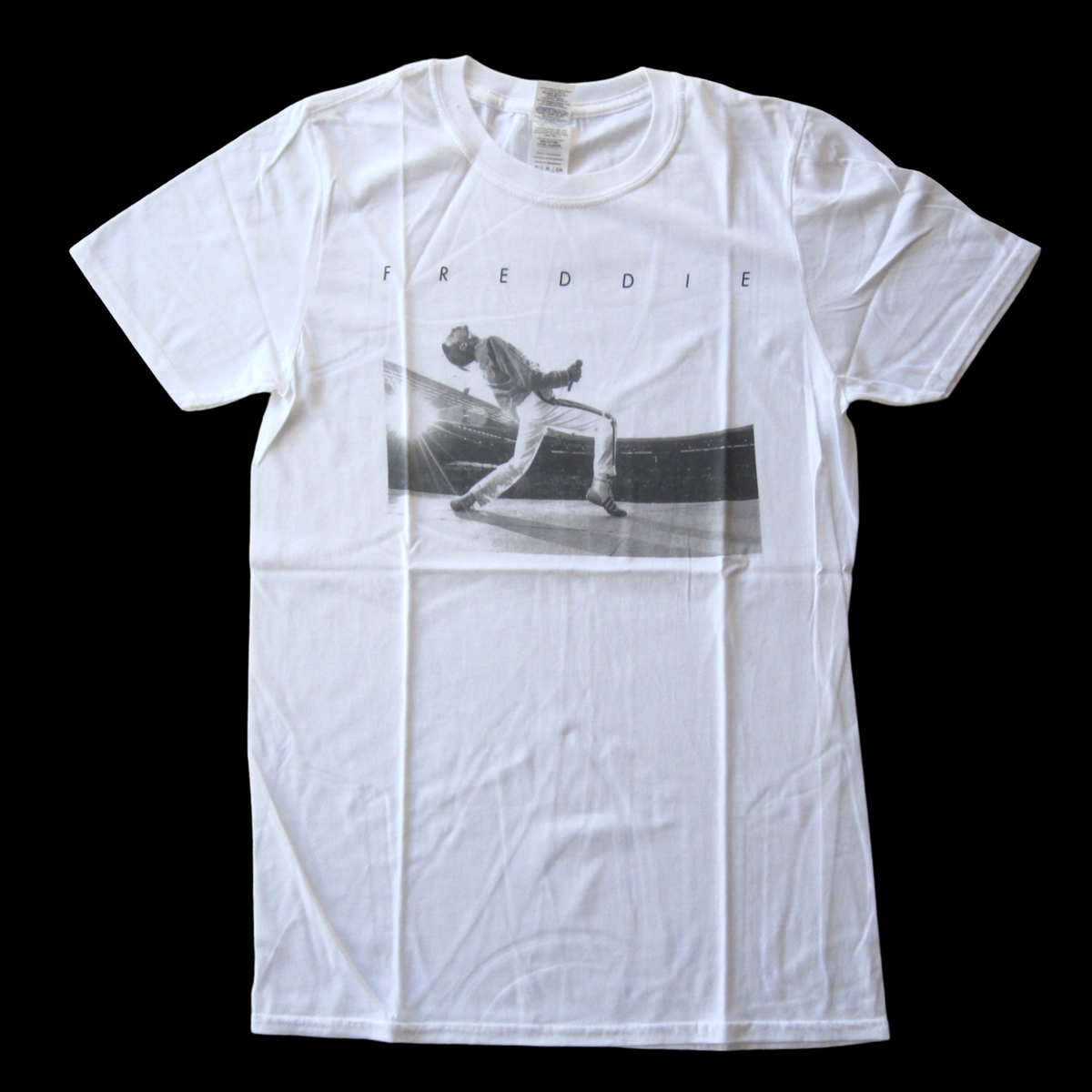 Freddie Mercury (Queen) Wembley Stadium Photo White T-Shirt (S)