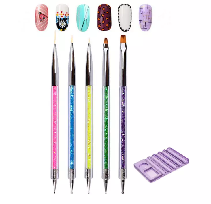 Pinceles para acrilico set kit de 5 doble punta pincel pa uñas