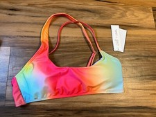 Salt  Cove Junior Printed Crisscross-Strap Bikini Top, Watercolor, Size Large