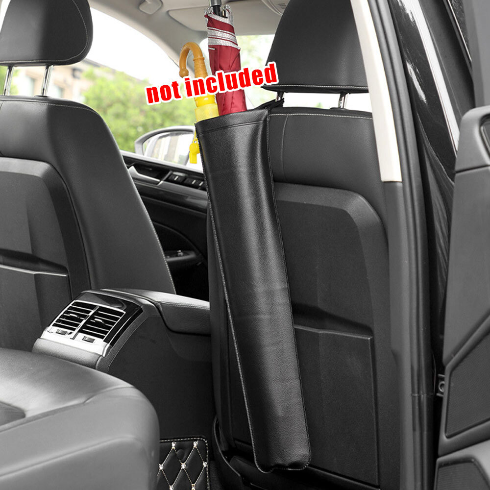 Synthetic Leather Car Seat Back Organizer with Umbrella Holder  