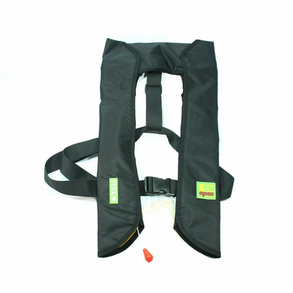 Premium Adult Inflatable Life Jacket Vest Lifesaving PFD C02 Cartridge - Black - Image 2 of 4