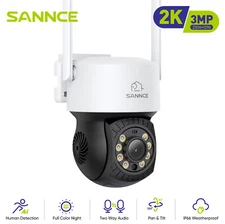 SANNCE 3MP Wireless Security IP Camera PT 2-Way Audio Color Night Auto Tracking