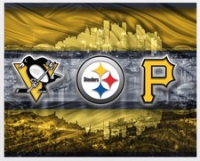 Pittsburgh Sports Poster, PITTSBURGH PENGUINS PIRATES STEELERS NFL Free Ship Us