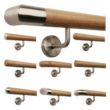 Handlauf Holz Eiche Geländer innen Halter Stützen Träger Edelstahl Wand Treppe