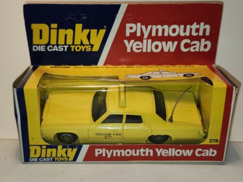 Vtg Dinky Toys 278 '74 Plymouth Yellow Cab Taxi In Window Box c.1975 NOS/NIB