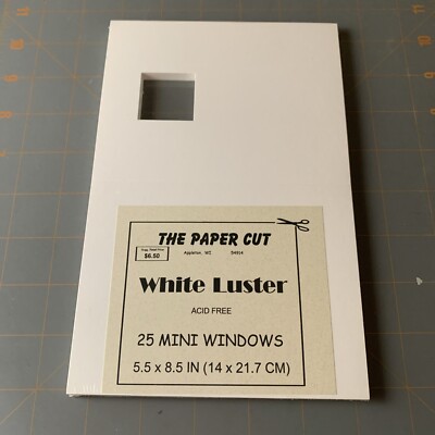 The Paper Cut- 25 White Luster Cards With Mini Windows 5.5 X 8.5 Acid Free
