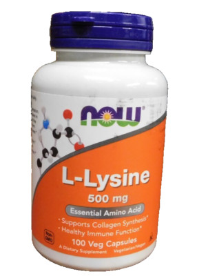 NOW FOODS L-Lysine 500 mg 100 Veg Capsules-08/2029