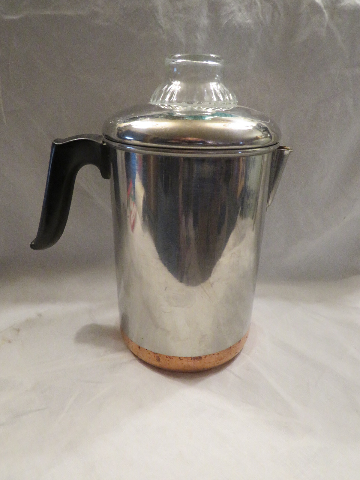 Vintage Revere Ware Stove Top 1801 Percolator, 8 Cup Copper Bottom