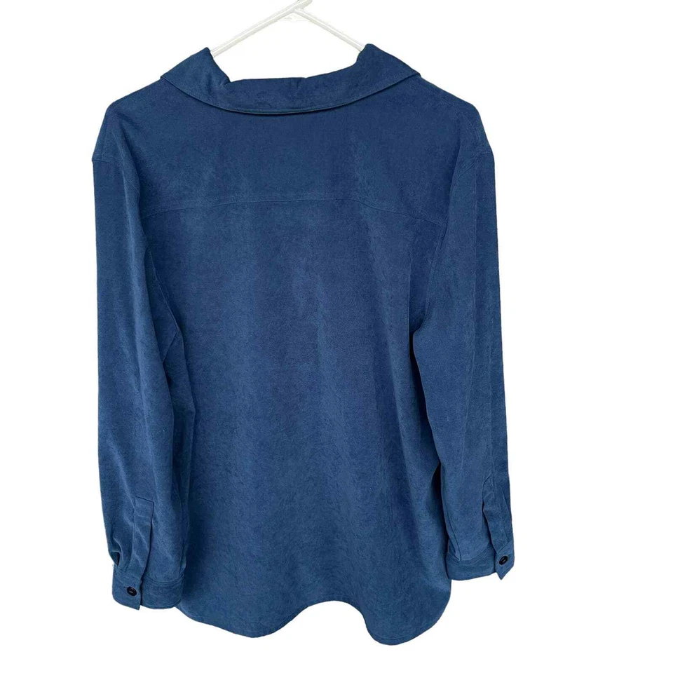 Silkland Button Up Shirt Womens Plus Size 1X Blue Long Sleeve Casual Mature  - Image 2 of 4
