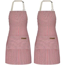 2 Pieces Aprons for Women with Pockets Aprons for Men Womens Kitchen Apron Co...