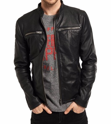 Mens White Genuine Leather Jacket Real Lambskin Slim Fit Biker Style Retro S-3XL