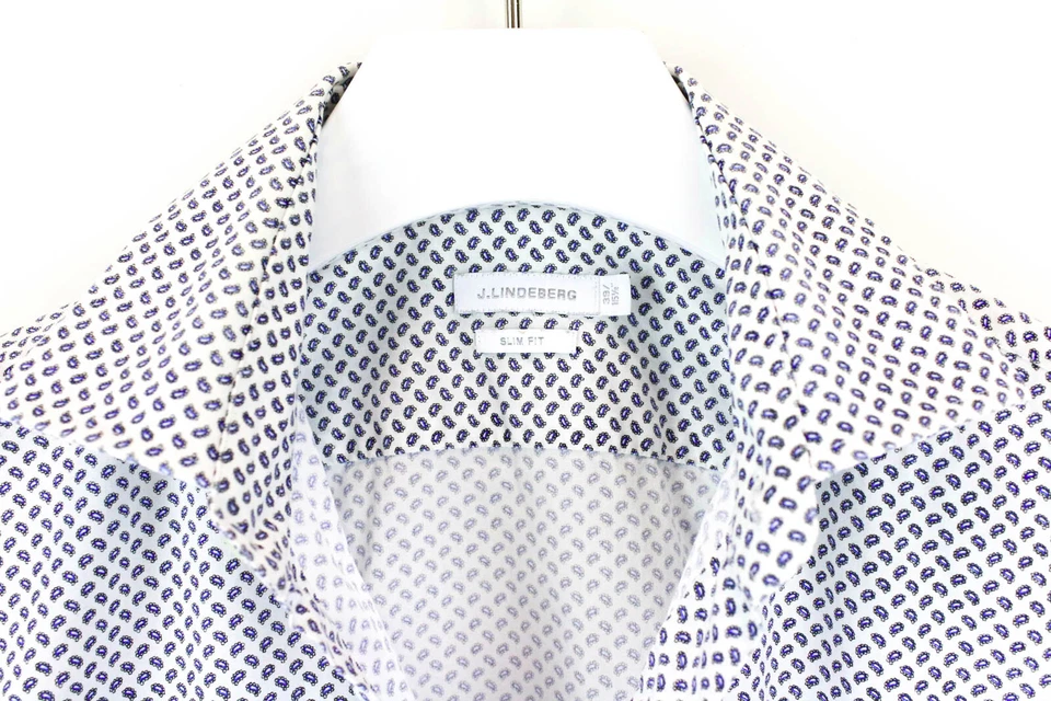 J. Lindeberg Daniele CA 60'S Print Slim Fit Shirt Men 39/15 1/2 Neckline - Image 4 of 4