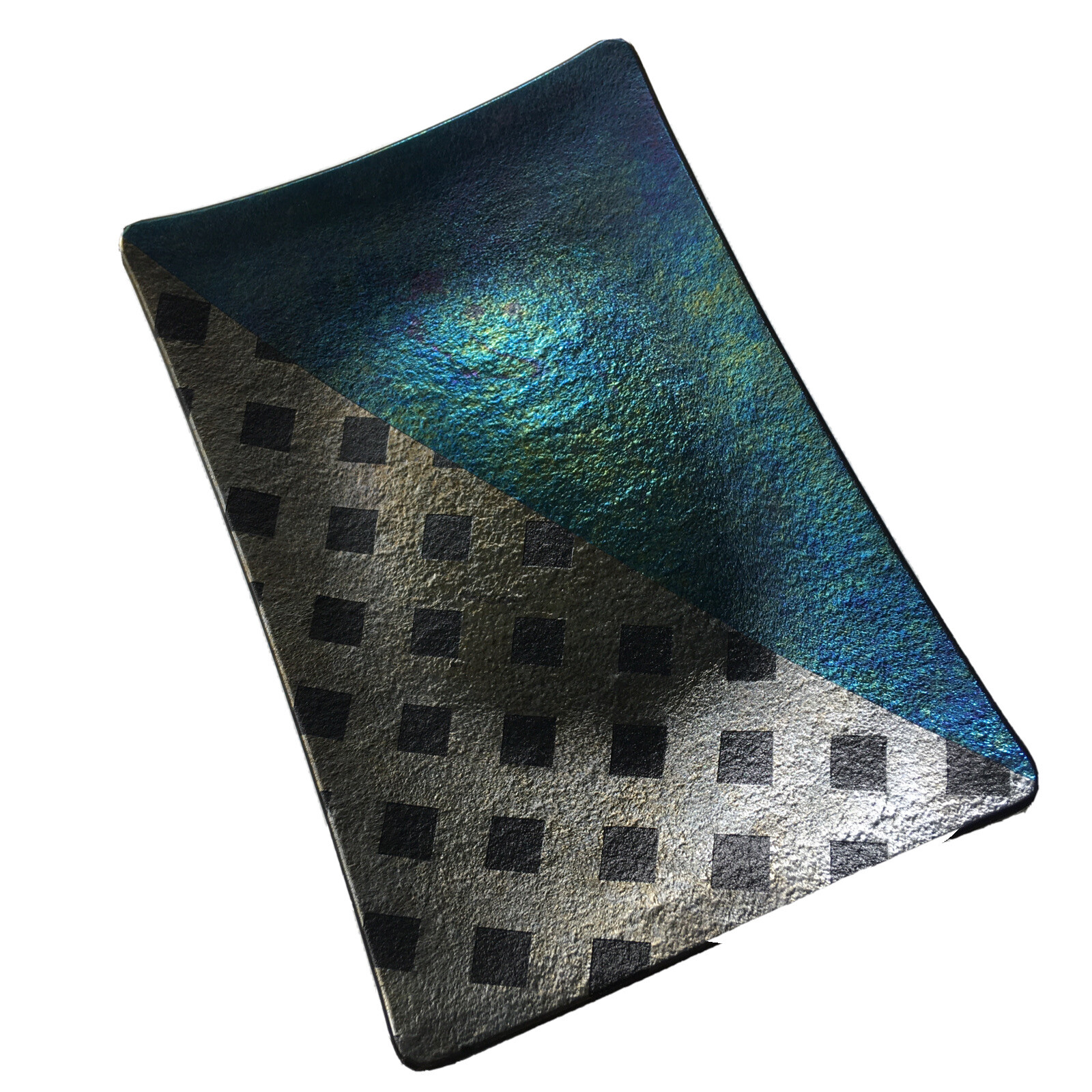 Kurt McVay Fused Dichroic Iridescent Studio Art Glass Sushi Plate