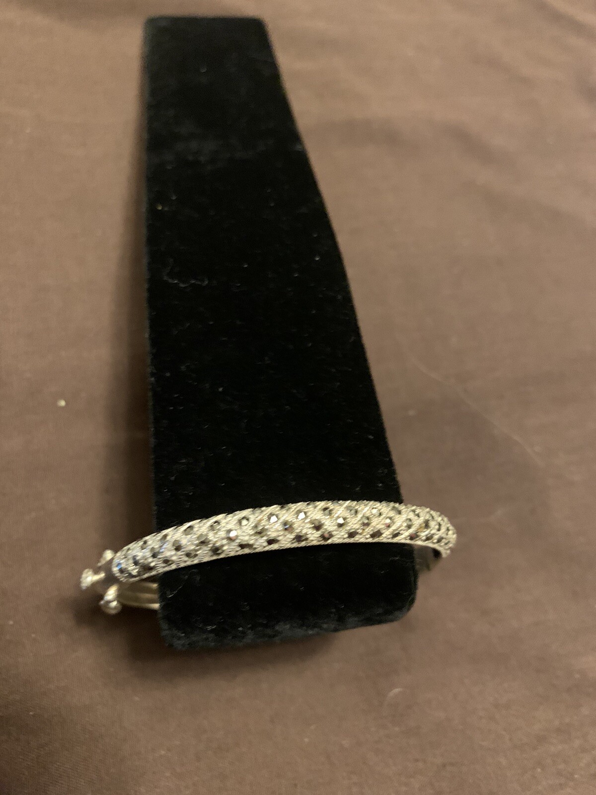 Sterling Hinged Marcasite Bangle - image 2