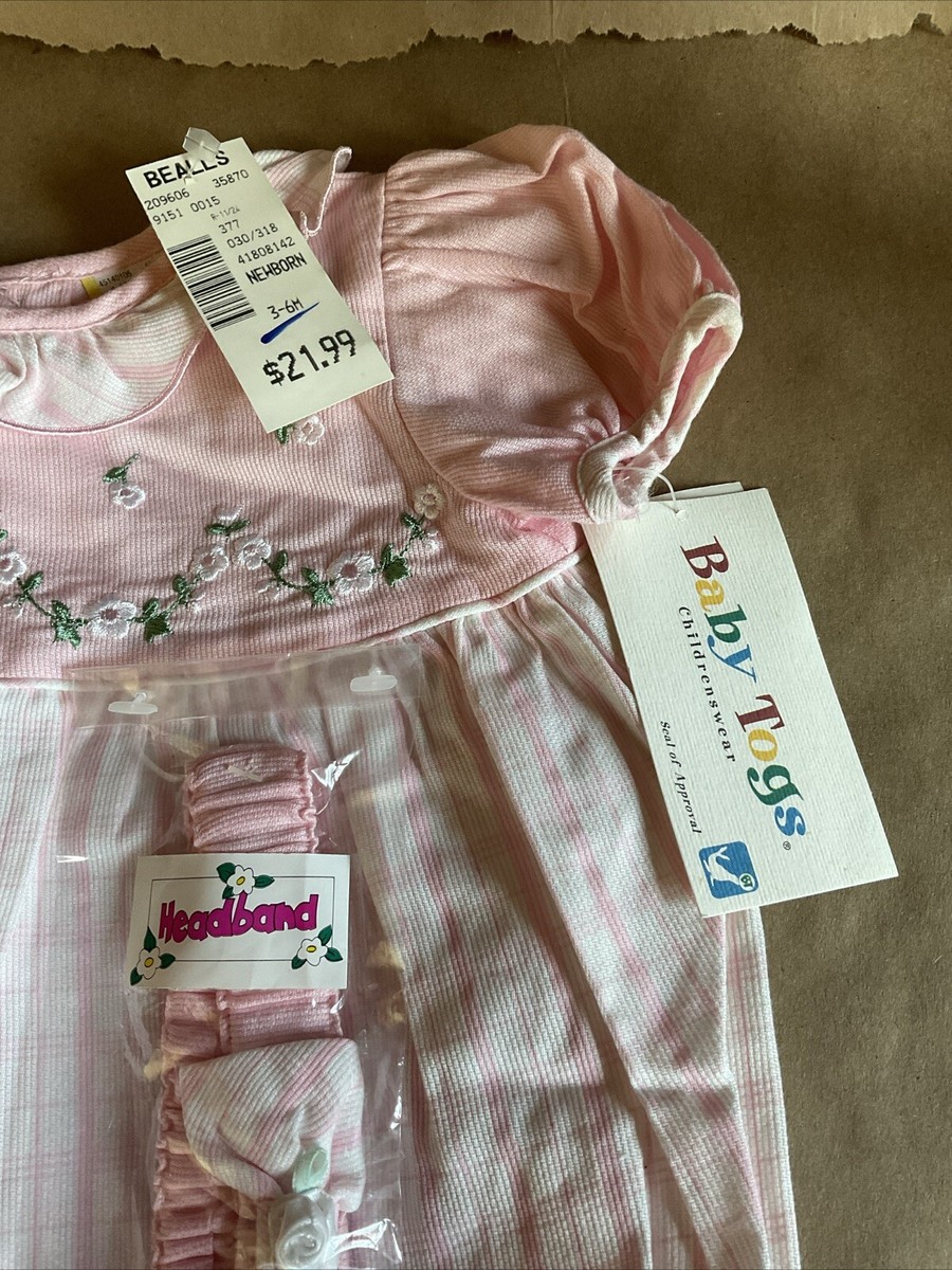 Vintage Baby Togs 3-6 Months NWT Pink And White Plaid One Piece