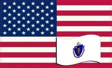5×3 America and Massachusetts Flag Magnet Vinyl Decal Car Truck Bumper Magnets