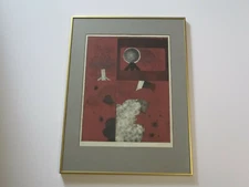 LUX ETCHING RARE VINTAGE PENCIL SIGNED LIMITED EXPRESSIONIST SURREALISM 1970'S