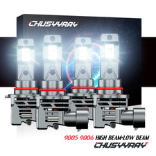 9005 9006 LED Headlights Kit Combo Bulbs High Low Beam Super White Bright