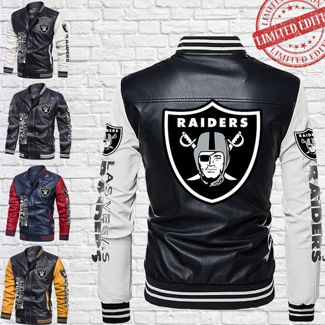 Las Vegas Raiders - LEATHER BOMBER JACKET,High-Quality PU | eBay