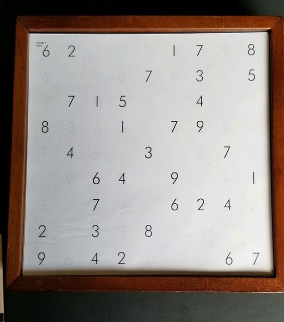 SUDOKU USA Deluxe Wooden Game Board Brain 100 Puzzles 9X9 W Storage 