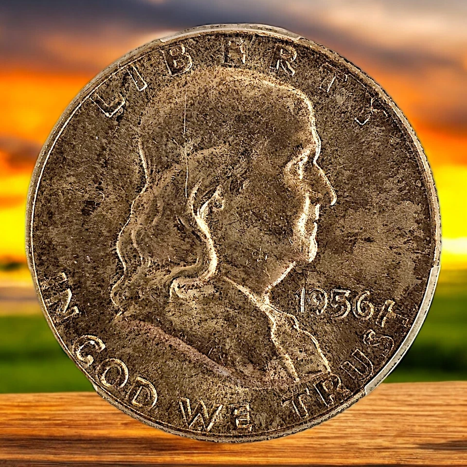 1956 Franklin - ERROR - 50c Half Dollar  - PCGS MA65 - Obverse Die Clash FS 402 - Image 3 of 4