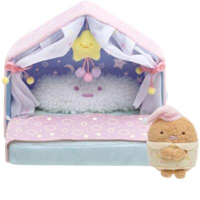 SAN-X Sumikko Gurashi Scene Plush Star house bed/Tonkatsu Mini Plush set SAN-X
