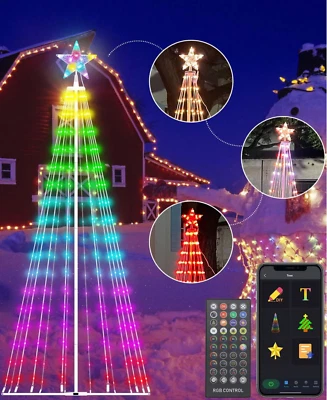 AVATARCONTROLS 355 LED lights 8FT Christmas Cone Tree with Star Topper Smart App Control & DIY