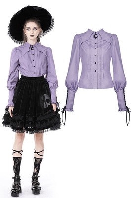 DARK IN LOVE Women Purple Gothic Punk Witch Star Collar Long Sleeve blouse Top