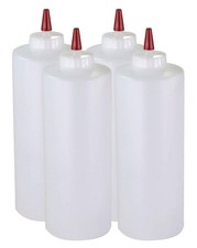 Squeeze Bottles for Sauces 32 Oz Clear Wide Mouth Pack of 6 Refillable