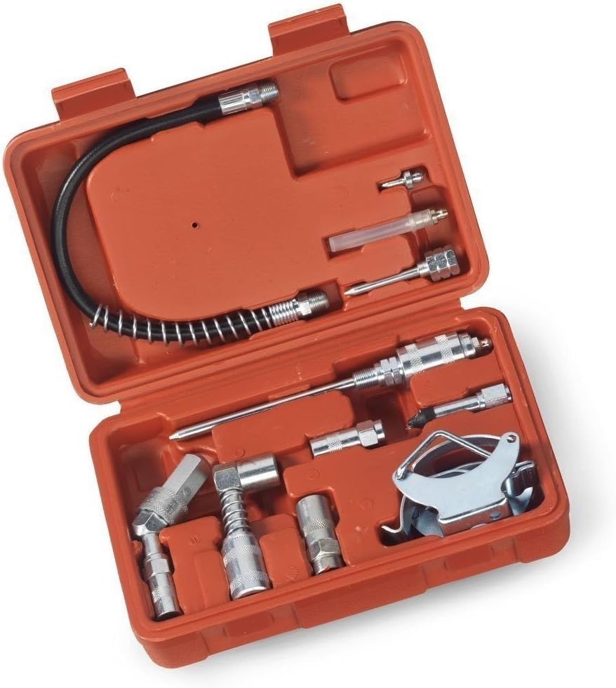 Heavy-Duty Grease Gun Accessory Kit with Needle Adapters & Impact-Resistant Case