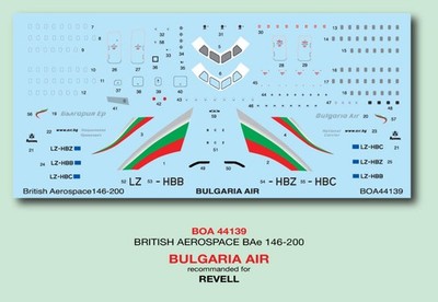Boa Decals BOA 44139 1:144 BAe 146-200 Bulgaria Air