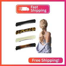 4Pcs French Barrette Hair Clips for Women Goody Barrettes Small Tortoise Shell C