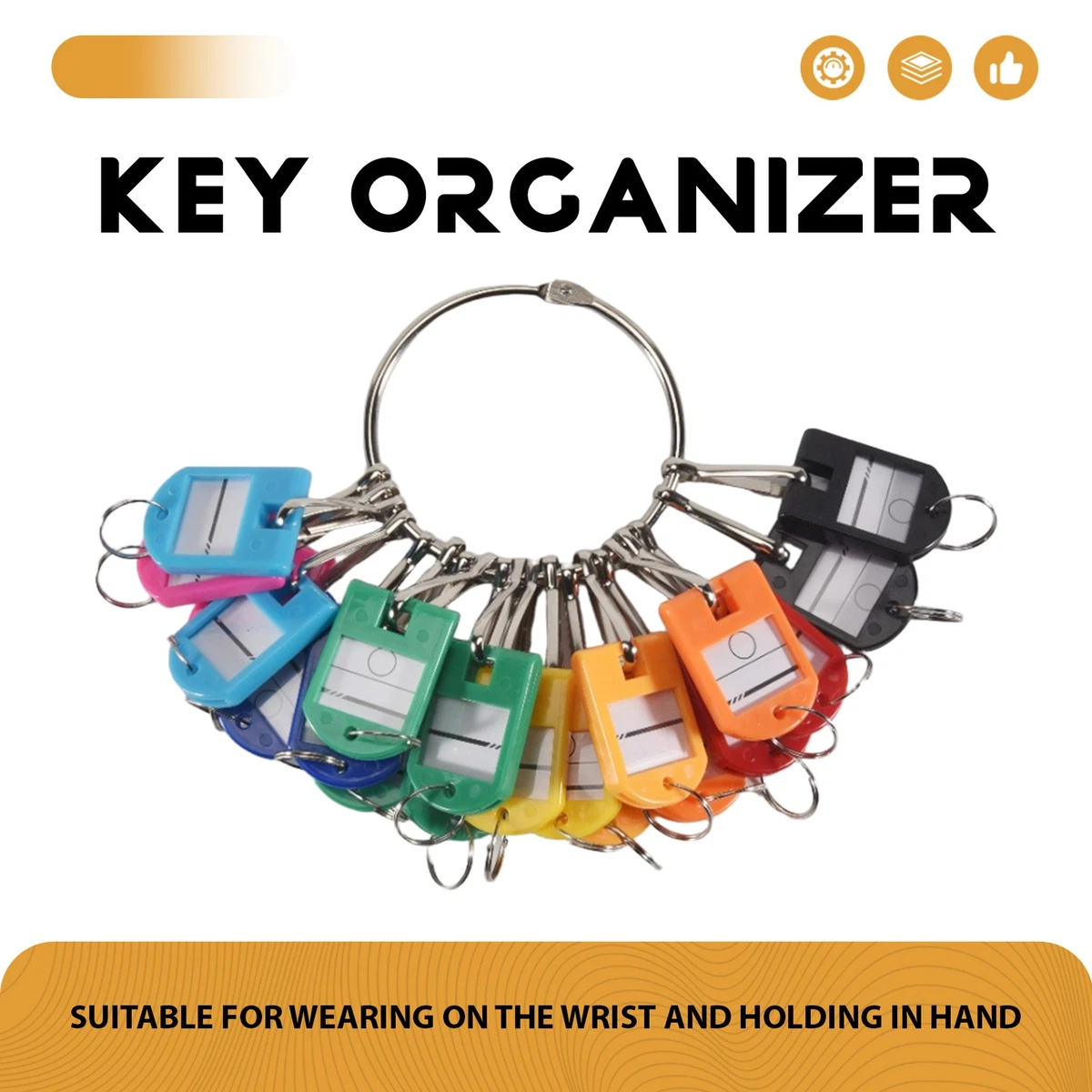 Portable Metal Key Organizer with 20 Spring Hooks & Key Tags with and7651