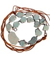Vintage Turquoise Flat Stones Leather Cord Belt Necklace Boho Rustic Adj Estate — photo 1