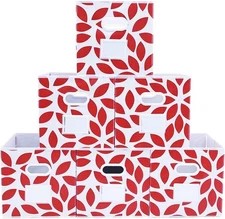 Fabric Storage Bins Cubes Baskets Containers with Dual Plastic 