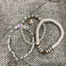 Beaded Charm Bracelets Set with 'Lucky' Letter Beads, Heart Charm, Multicolor