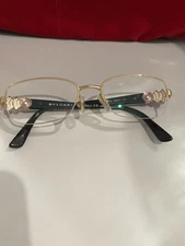 BVLGARI 2168B 376 SEMI RIMLESS GOLD CRYSTALS EYEGLASSES FRAME ONLY MADE IN ITALY