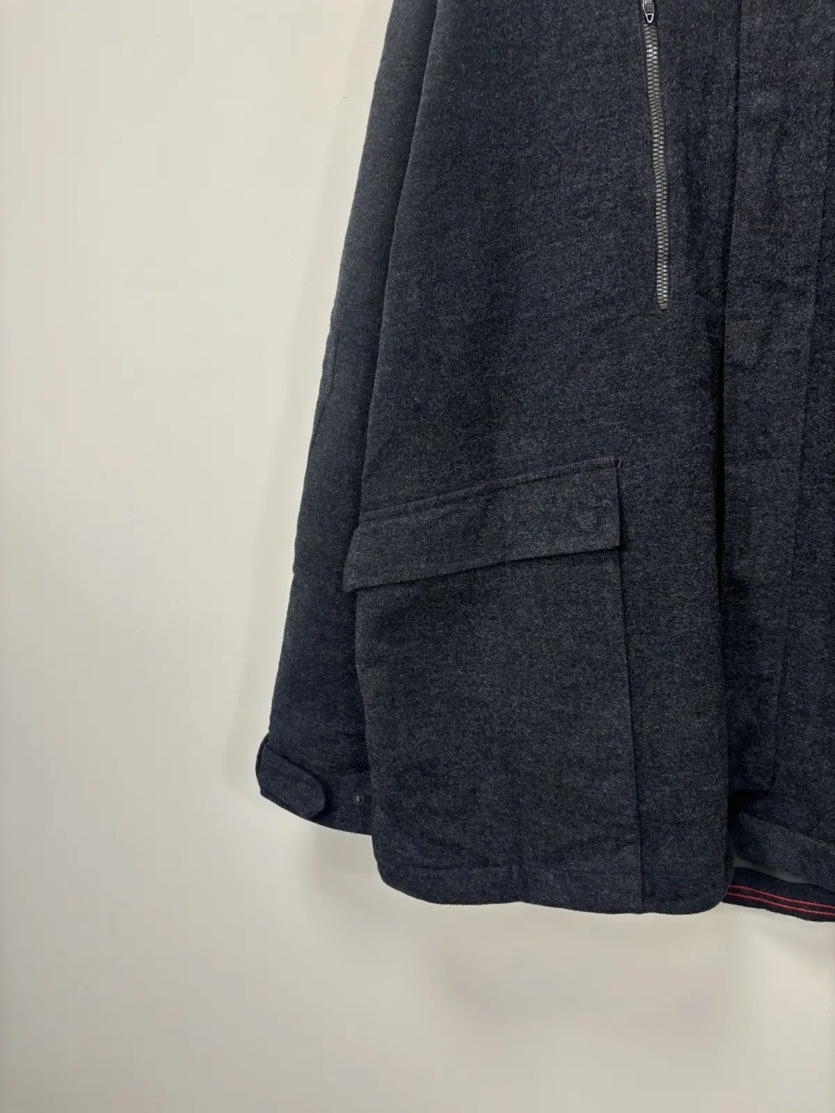 Victorinox Swiss Men’s Multipocket Tech Gray Wool Hooded Coat XL