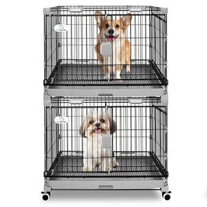 Animaux domestiques 30" Cage de petite caisse de chien avec/Double porte, haut ouvert
