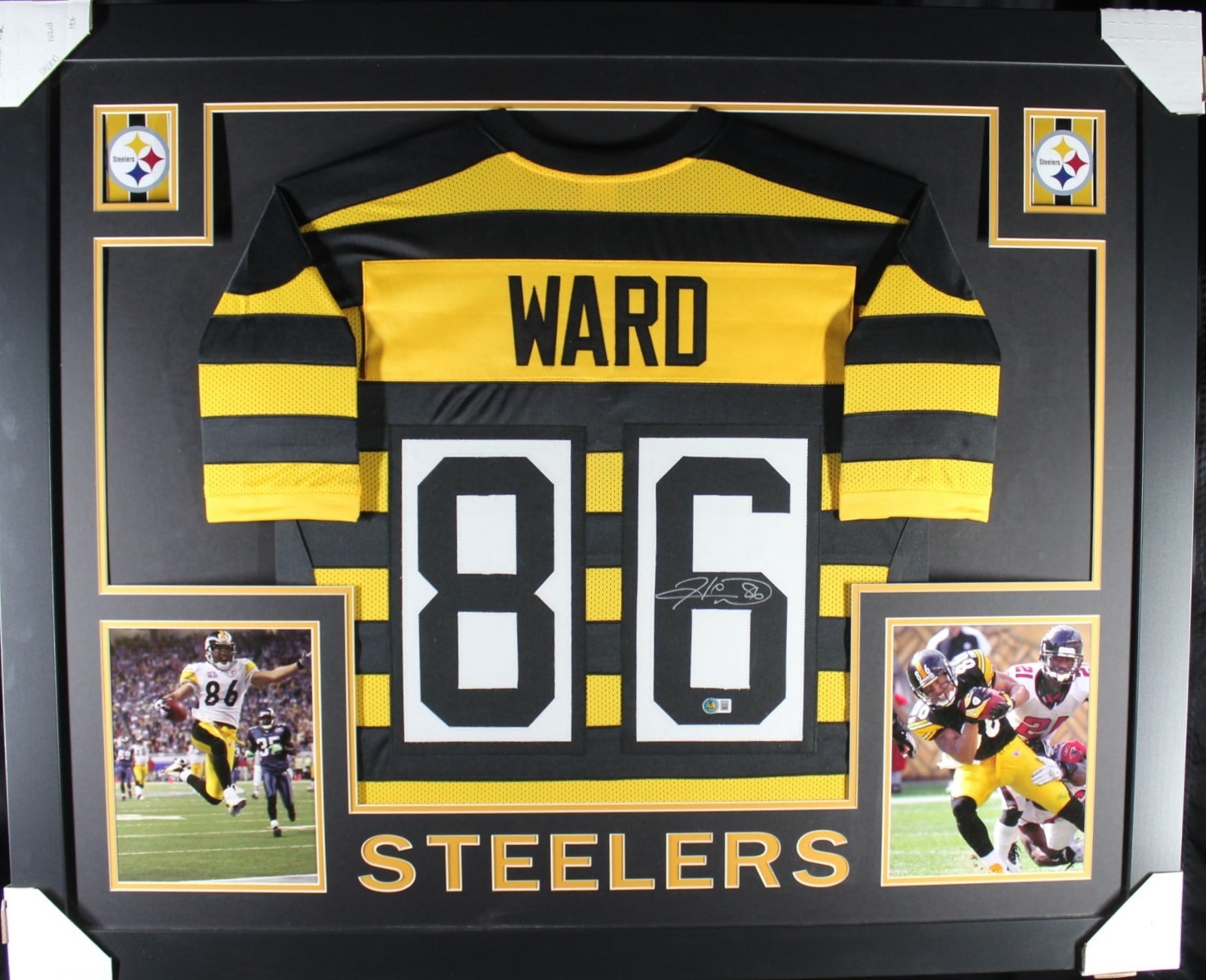 Hines Ward Autographed Signed Pittsburgh Steelers (Steelers bumblebee SKYLINE) Framed Jersey Beckett 