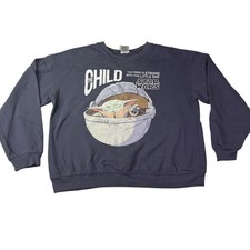 Star Wars The Child Sweatshirt Youth XL Blue Crewneck Baby Yoda Mandalorian
