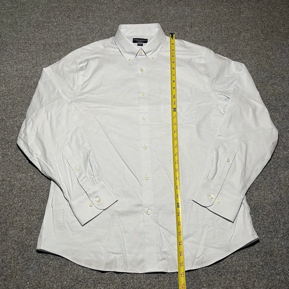 Camisa Charles Tyrwhitt Para Hombre Grande Calce Ajustado Oxford Manga Larga Abotonada Azul Foto 3 de 4