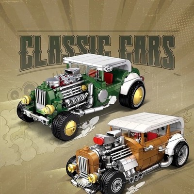 Retro Vintage Auto Bausteine Modell Zum Selbermachen Fahrzeug Ornament Spielzeug Geschenkset