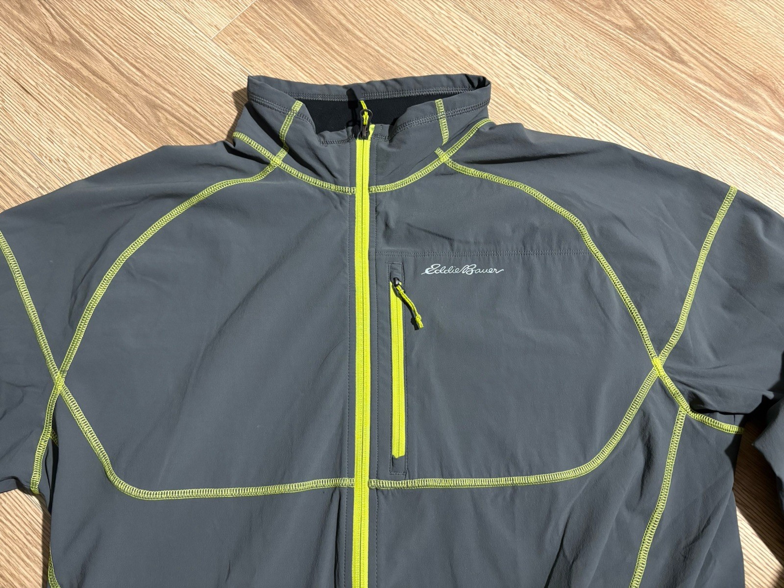 Eddie Bauer Softshell Jacket Gray Yellow Full Zip… - image 7