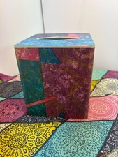 Andre Richard Co. Tissue Box Cover Abstract Geometric Multi Color Vintage