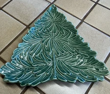 VIETRI LASTRA  FIGURAL GREEN TREE MAJOLICA DISH 9"  MADE IN ITALY