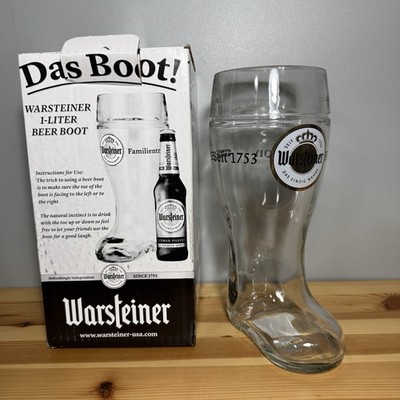 Warsteiner Das Boot 1 Liter Beer Boot Glass Stein 9.5'' Tall Heavy New In Box