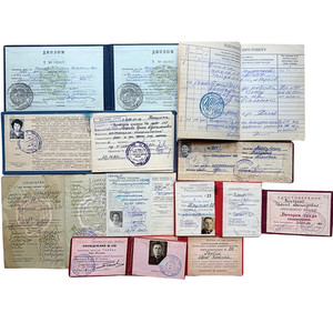 Lot 10 Soviet Russian Documents Personal Diplomas ID Certificates Socialism USSR